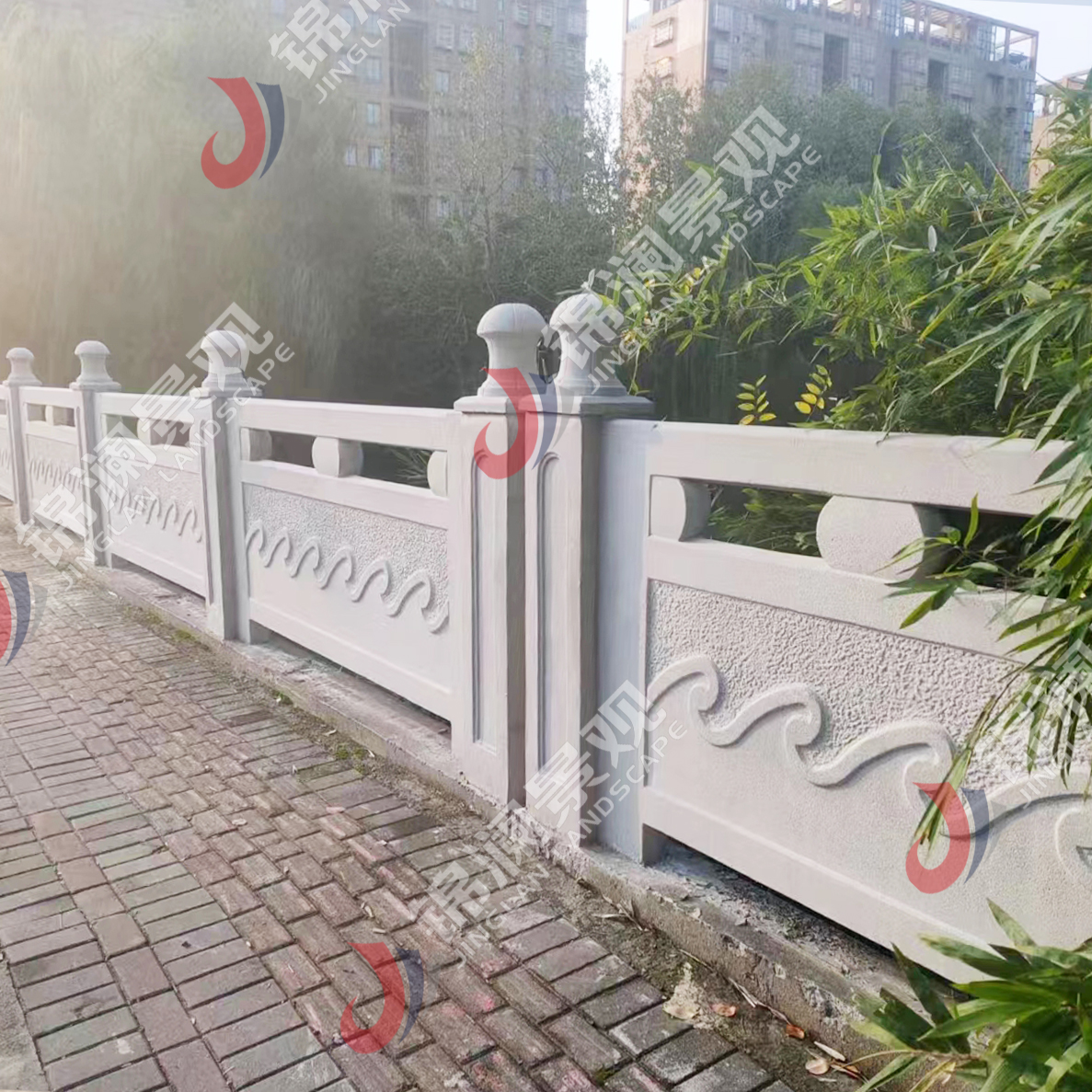铸造石栏杆,铸造石挂板,晶铸石挂板,晶铸石栏杆,铸造石树池坐凳,泰科石树池,晶铸石,精铸石,泰科石,铸造石桥梁装饰