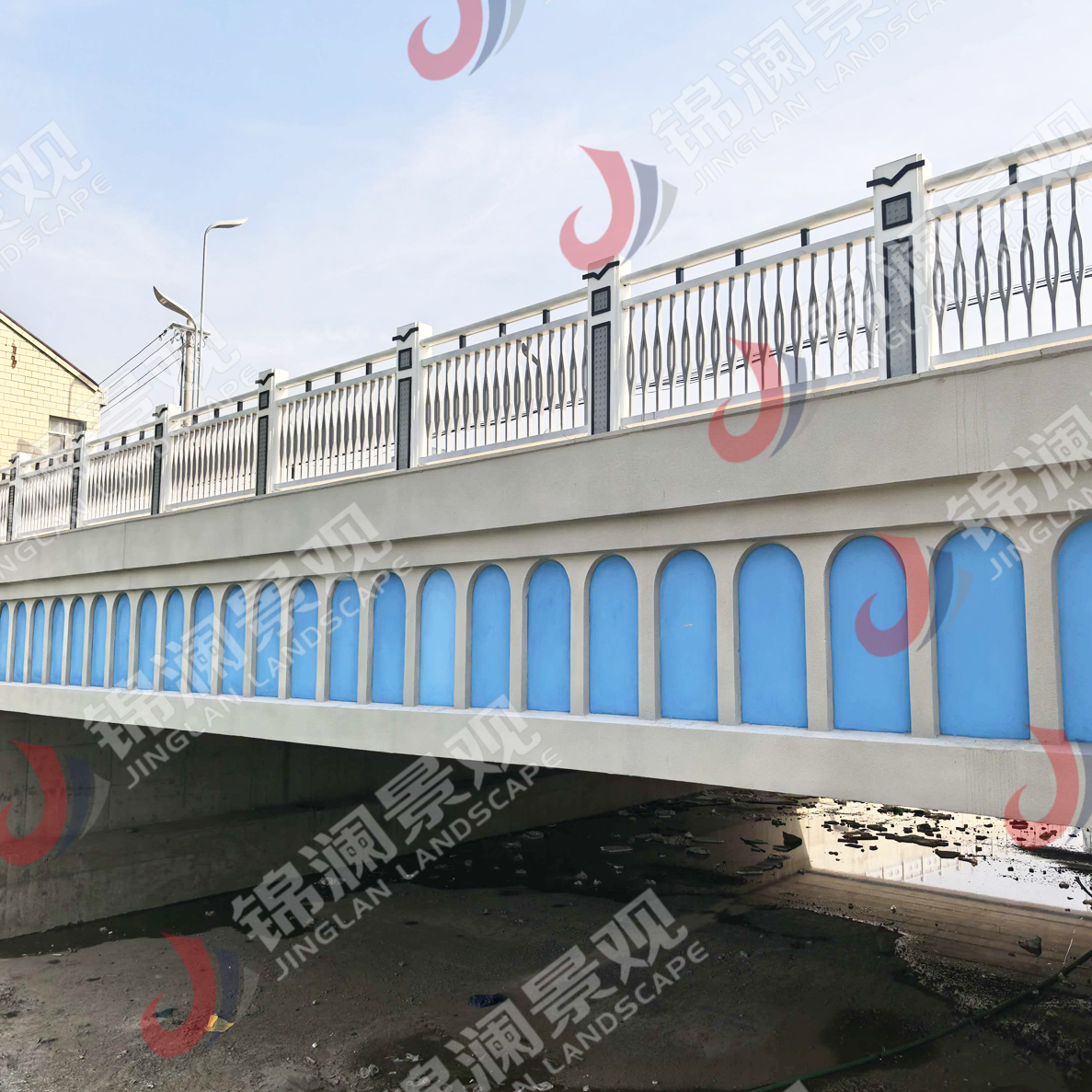 景观栏杆,桥梁装饰,铸造石,晶铸石,精铸石,铝合金栏杆,铝合金防撞护栏,UHPC装饰挂板,UHPC清水板,GRC