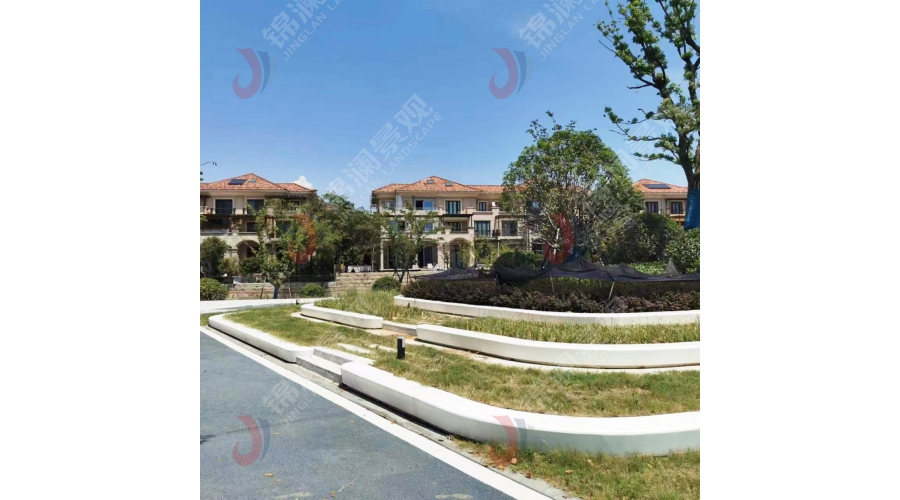 石英石树池坐凳 草阶景观